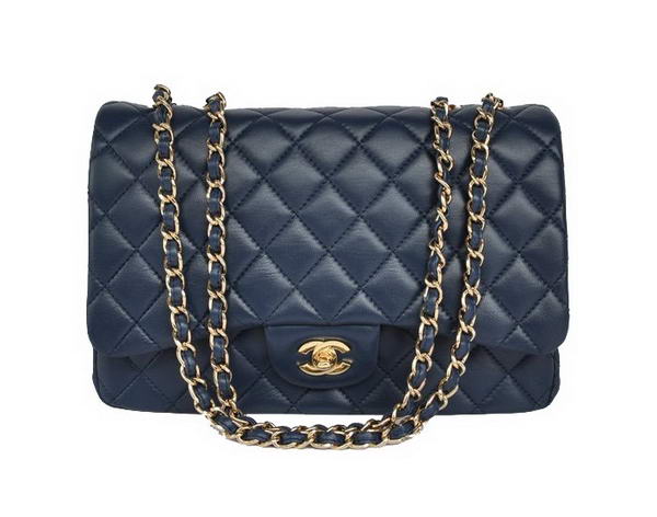 Best Top Quality Chanel A28600 Royalblue Sheepskin Leather Classic Flap Bag Silver Replica